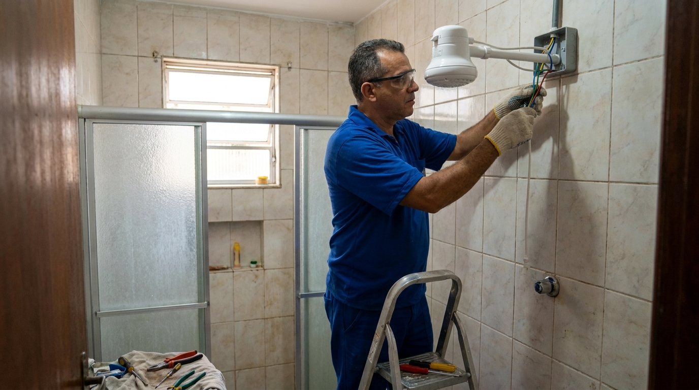 Substituição de Chuveiro Antigo em Volta Redonda‑RJ